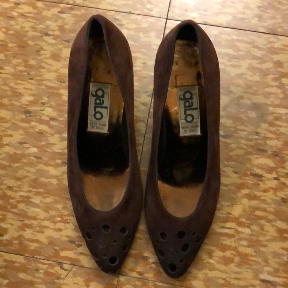 Brown Velvet Kitten Heels - Gem